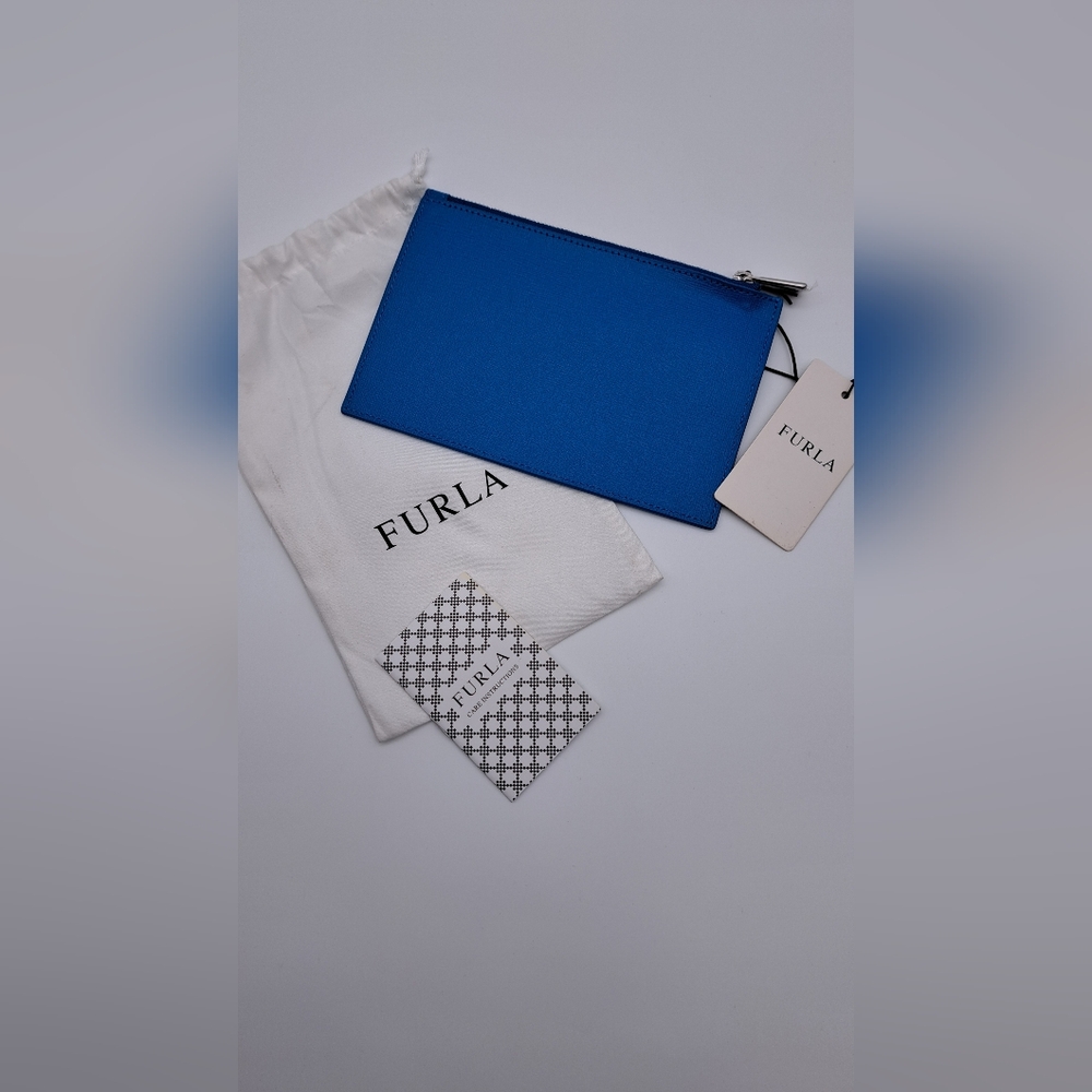 Furla Vibrant Ceruleo Blue Leather Clutch - Picture 4 of 8